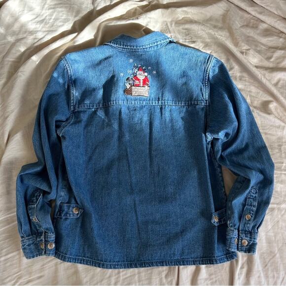 Vintage Christmas Santa Denim Button Down - Picture 5 of 7